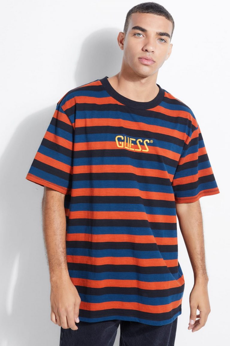 Price Comparison Guess Originals Striped Logo Tee Buyandship Singapore