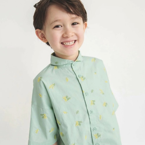 Mimosa Embroidery Half-sleeve Shirt