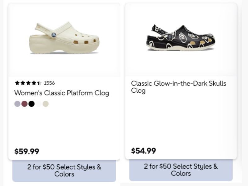 USA Crocs - US$50 for 2 Select Styles