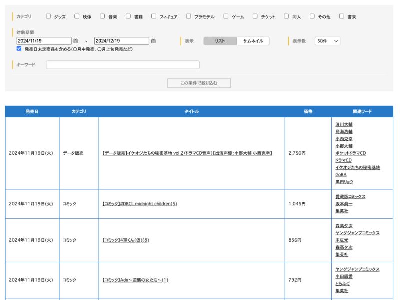 Product Release Calendar